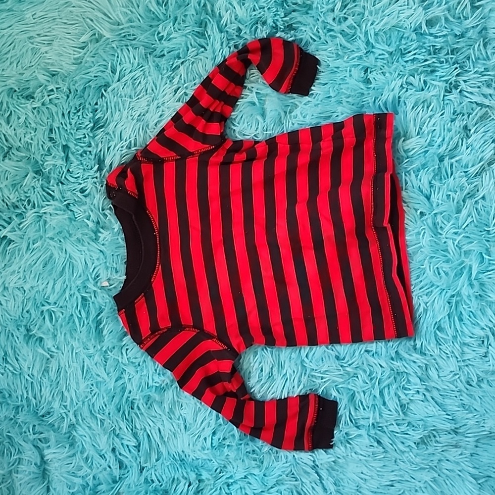 Nevada 18 months button up color black and red striped long sleeve tee